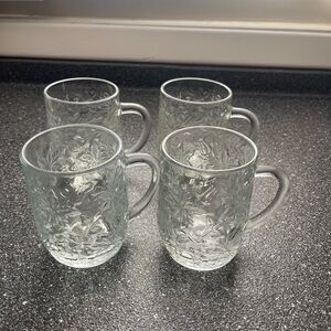Princess House FANTASIA Mugs/
Cups LOT OF 4 Clear Crystal